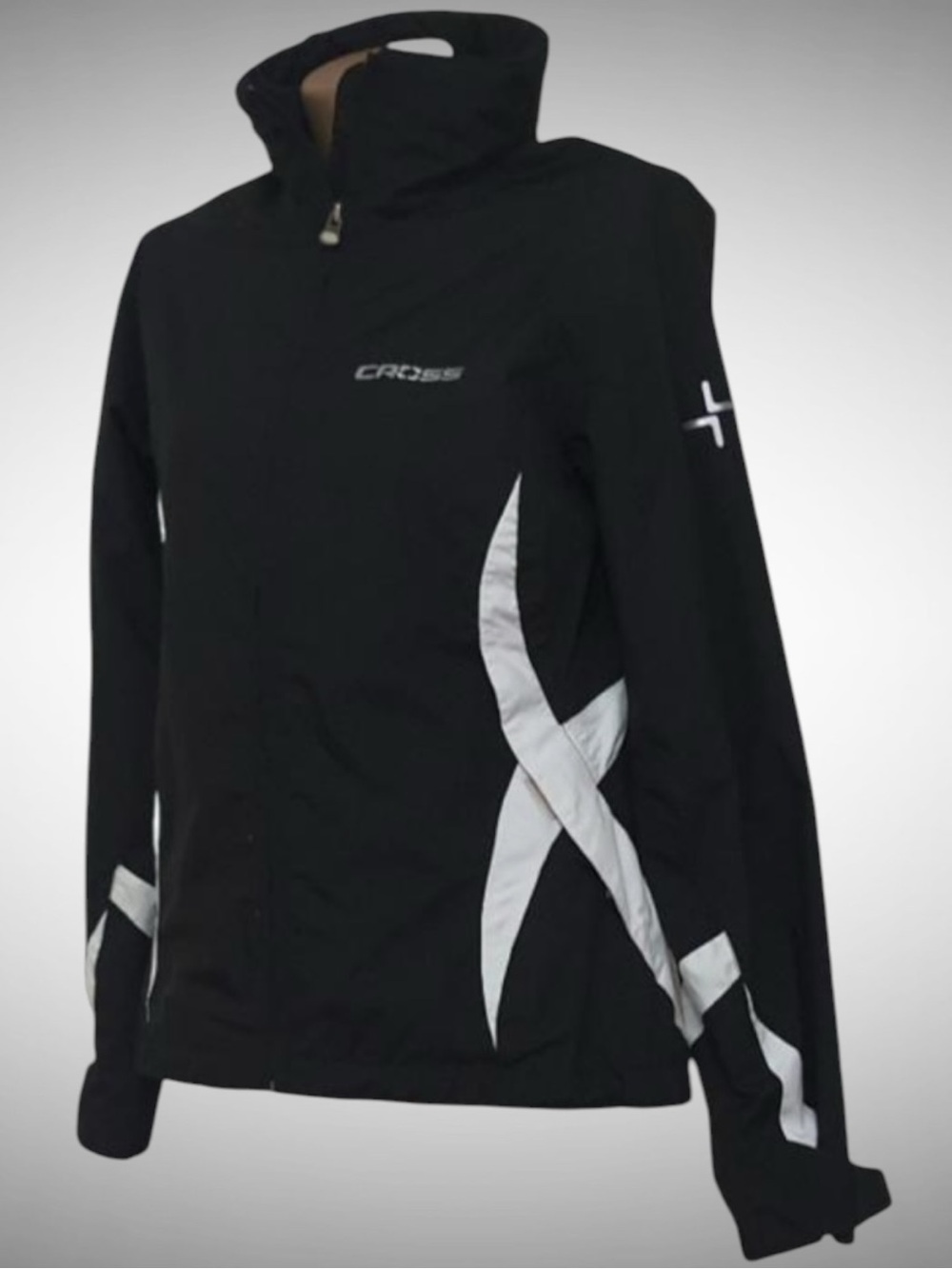 CROSS Black Athletic Windbreaker with White Accents